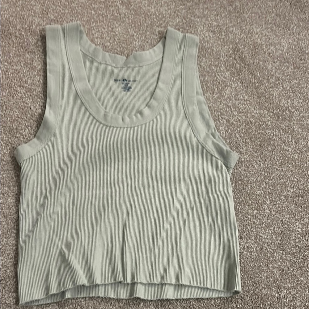 Brandy Melville Green Ribbed Crop Tank Top